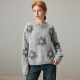 dfvc gray wool short round neck sweater for women 2025 winter new three-dimensional flower lazy style knitted sweater
