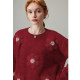 dfvc New Year Red Wool Short Round Neck Sweater Women's 2025 Winter New Flower Lazy Knitted Sweater