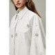 dfvc black cotton long-sleeved shirt for women in spring 2025 new beads loose slimming mid-length shirt
