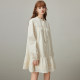 dfvc casual cotton shirt dress for women 2025 spring new striped spliced ​​belt loose doll skirt