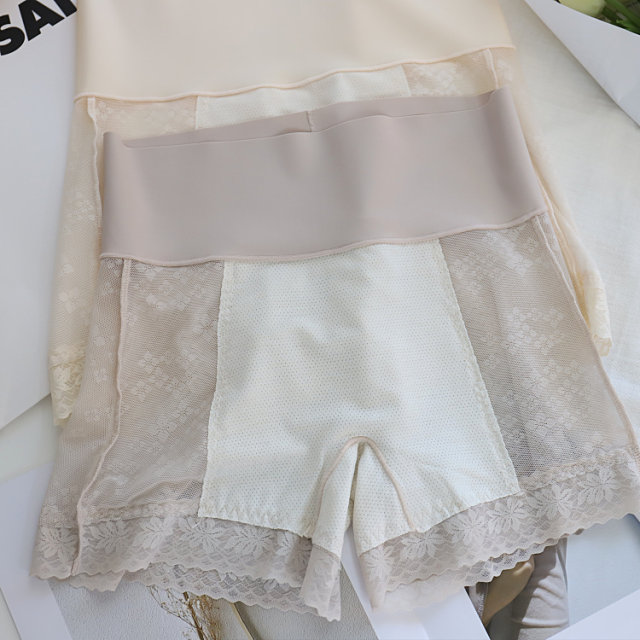 Summer thin and breathable lace silk crotch women's underwear seamless belly control boxer briefs anti-exposure sexy safety shorts