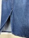 Women's foreign trade denim blue charcoal black invisible buttons, wide cotton slit straight denim skirt