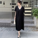 
High-end large-size women's clothing, new style, fashionable V-neck splicing, age-reducing, slimming and casual short-sleeved dress