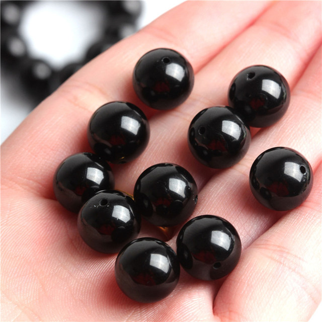 7A Selected Natural Black Tourmaline Loose Bead Bracelet Men and Women Bracelet DIY Handmade Crystal Duobao Tourmaline Accessories