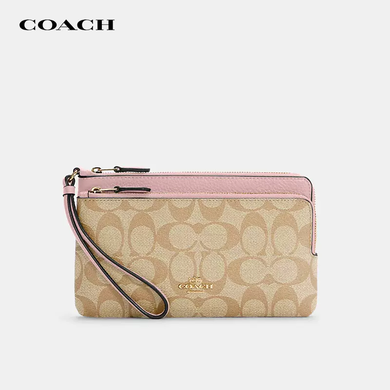 官方授权】COACH/蔻驰奢侈品钱包双拉链女士零钱包手腕包手拿包-Taobao