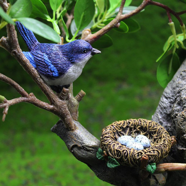 Resin cute small animal ornaments Home desktop mini bird nest succulent gardening decoration bonsai balcony garden