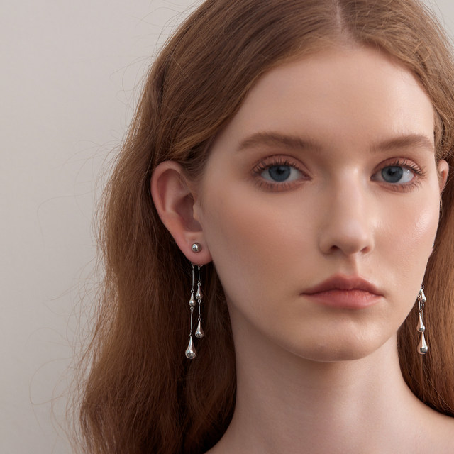 Absurd Day Like Raindrops Niche Versatile Romantic Cool Detachable Water Drops S925 Silver Needle Earrings