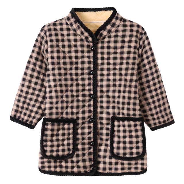 Middle-aged and elderly women's autumn and winter half-sleeved cotton coat with velvet warm vest mother's outfit mid-sleeved vest short-sleeved cotton jacket