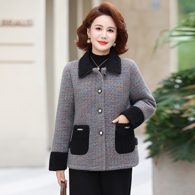 Mom's autumn and winter style velvet coat noble mink velvet coat short middle-aged and elderly women's winter clothing thickened cotton clothing