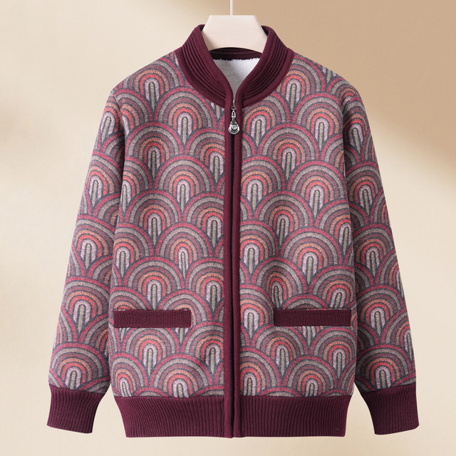 Middle -aged and elderly girls spring and autumn mothers plus a thickened sweater sweater warm top