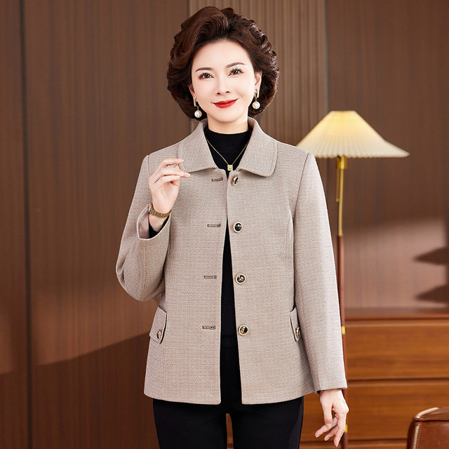 Middle-aged and elderly autumn coat women 50 years old 6070 mother dressed in spring and autumn cardigan tops grandma dressed in old lady clothes