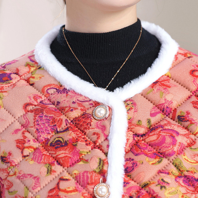 Mother's clothing plus velvet mid-sleeve cotton coat, autumn and winter style half-sleeved vest, middle-aged and elderly women's short-sleeved warm cotton jacket new style