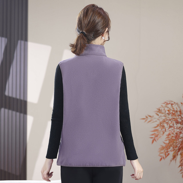 Double-sided polar fleece vest for middle-aged and elderly women in autumn and winter new all-in-one fleece vest mother's wear fleece vest