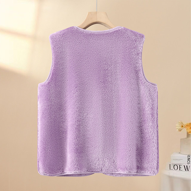 Middle-aged and elderly coral vest mother wear autumn and winter vest plush top grandma fleece vest liner women