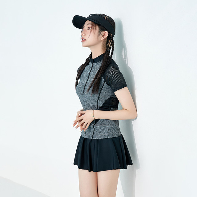 Sanqi swimsuit women's split skirt style conservative large size fat mm slimming 2025 new style hot spring swimming suit with chest pad