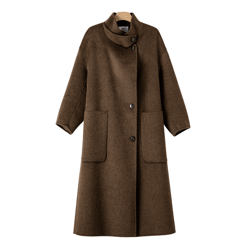 Late white autumn and winter fashion temperament thick jacket high-end solid color Korean single-breasted wool double-sided wool coat for women