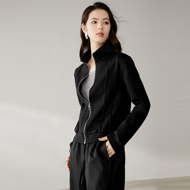 Late white 2025 spring new casual sports baseball uniform jacket solid color cotton zipper slimming jacket for women
