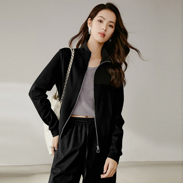 Late white 2025 spring new casual sports baseball uniform jacket solid color cotton zipper slimming jacket for women