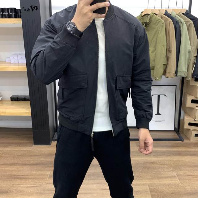 Thin coat men's stand -up collar leisure versatile fashion 2025 spring and autumn short baseball uniform top