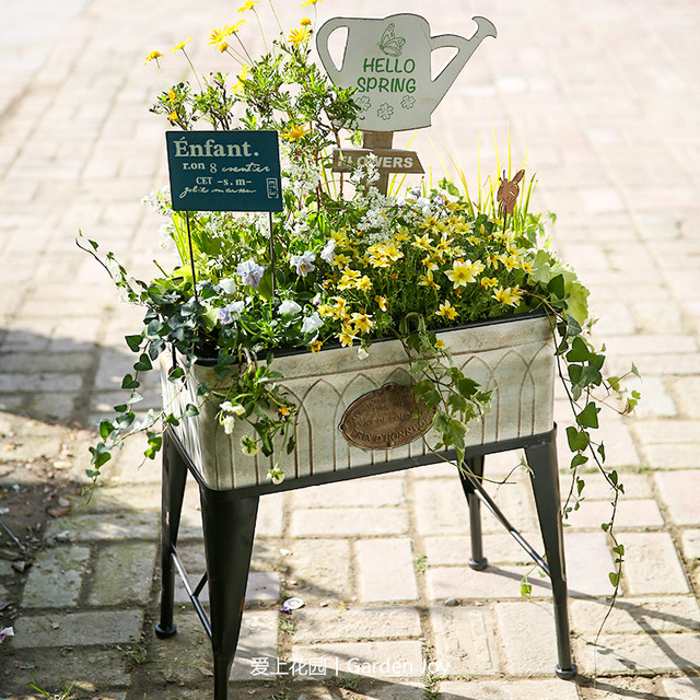 Fall in love with the garden, gardening and groceries, home iron, black leg bottom support, double jacquard box storage basket
