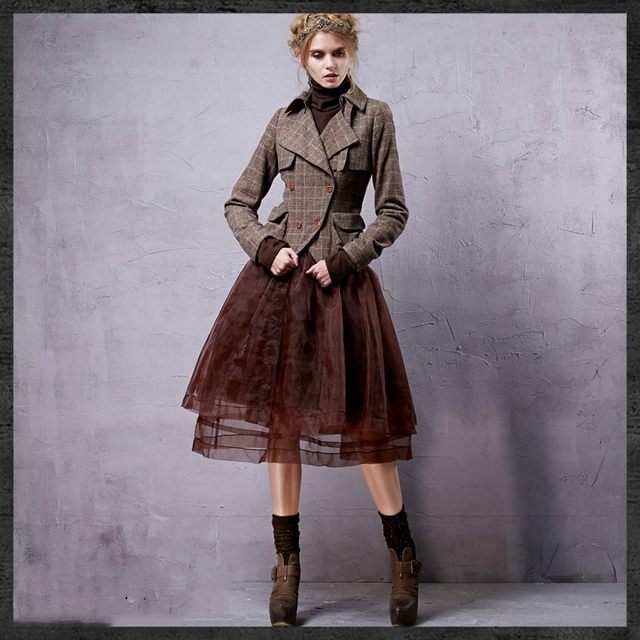 Aka's same style spring mid-length short skirt with high waist and slim retro summer gauze skirt with fluffy organza skirt in autumn and winter