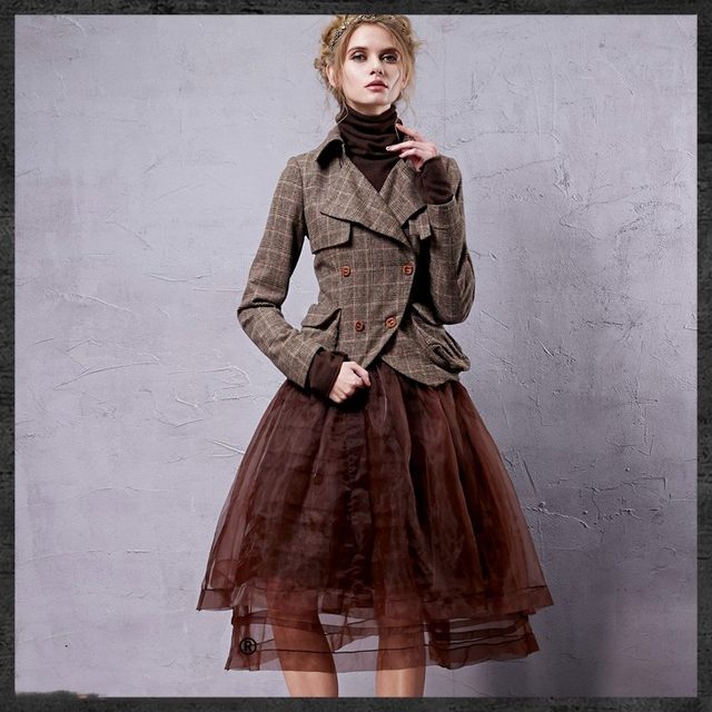 Aka's same style spring mid-length short skirt with high waist and slim retro summer gauze skirt with fluffy organza skirt in autumn and winter