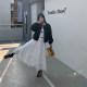 French retro ballet style cake puffy skirt for women 2025 spring Korean lace spliced ​​skirt A-line long skirt winter
