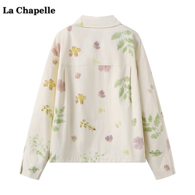 La Chapelle/La Chapelle beige printed denim jacket for women's spring new style loose jacket top

