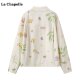 La Chapelle/La Chapelle beige printed denim jacket for women's spring new style loose jacket top
