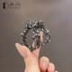 French retro gun black flash drill leaf grab clip women 2025 new high-end hair clip back head top clip hair card
