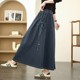 Retro old grinding white denim skirt for women in spring and autumn large size fat mm fashionable lace-up mid-length A-line large hem skirt
