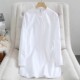 French high-end white long-sleeved shirt for women 2025 spring loose slim stand collar mid-length sunscreen cardigan top
