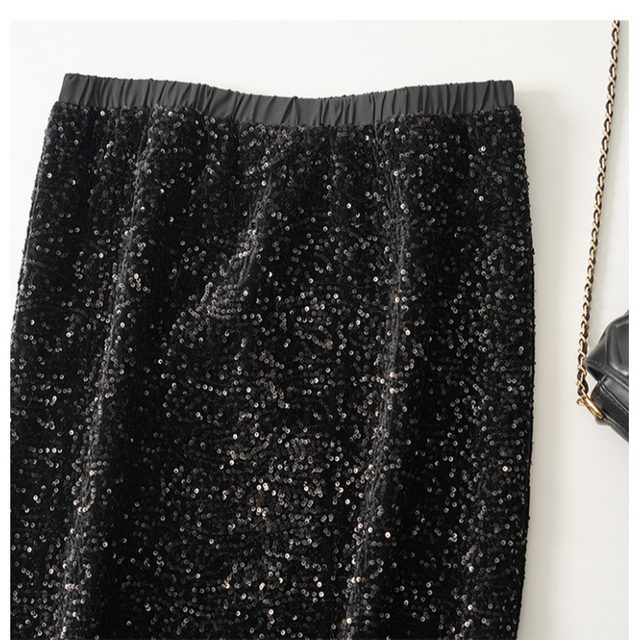 Sequenant net gauze stitching fishtail skirt velvet body skirt female autumn and winter high waist bag hip skirt loose waist and thin waist one step skirt
