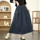 Retro old grinding white denim skirt for women in spring and autumn large size fat mm fashionable lace-up mid-length A-line large hem skirt
