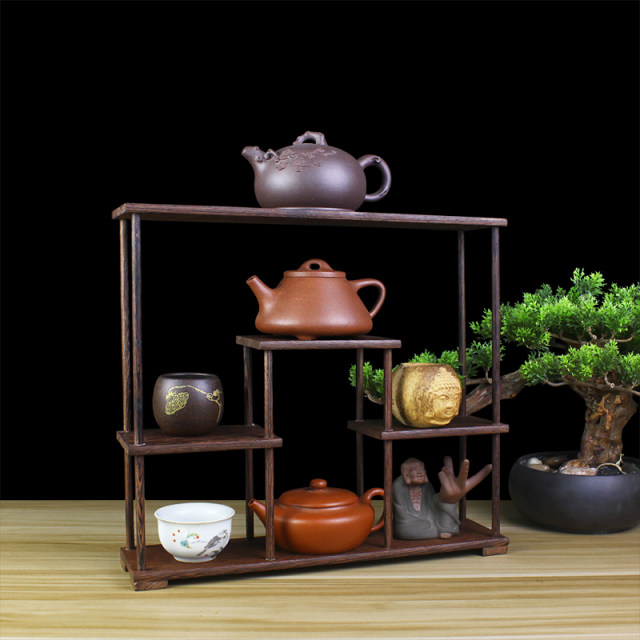 Mahogany solid wood purple clay pot rack tea set rack tea rack small bo ...
