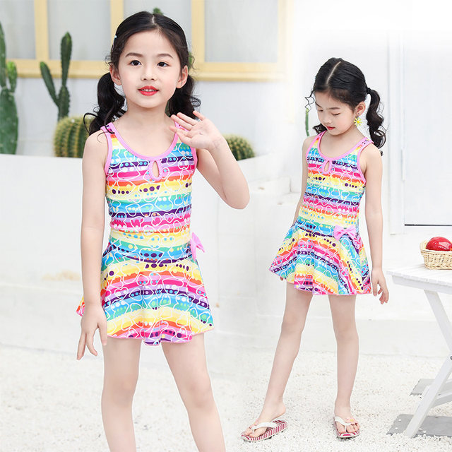 New Children's Swimsuit Girls Korean Skirt Baby Betisy Swim Bet Swimsuit Girls Learn Swimming Set