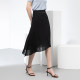 Famous teacher road asymmetrical A-line skirt for women's summer new natural waist midskirt black commuting elegant