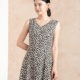 Mingshilu sleeveless printed a-line dress women's autumn 2025 new slim-fitting mid-length skirt V-neck waist