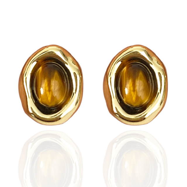 DOUDOUSTORE Caramel Chestnuts 925 Silver Needle Maillard Geometric Earrings Ambient Retro Earrings Earrings