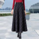 Woolen versatile long skirt in autumn and winter black big sway A-line skirt 2023 new umbrella skirt high waist slim skirt