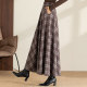 Woolen versatile long skirt in autumn and winter black big sway A-line skirt 2023 new umbrella skirt high waist slim skirt