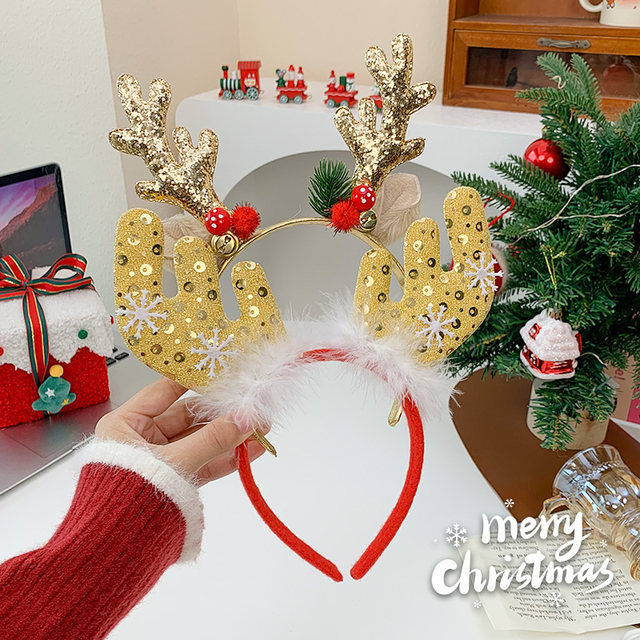 Christmas headband large elk antler headband atmospheric headwear adult and children Christmas hairpin hair accessories holiday dress