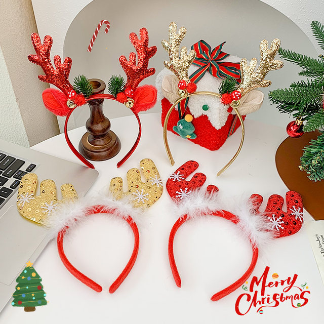 Christmas headband large elk antler headband atmospheric headwear adult and children Christmas hairpin hair accessories holiday dress