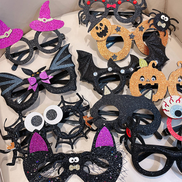 Halloween decoration glasses holiday party pumpkin spider creative mask boy and girl demon dress up photo props
