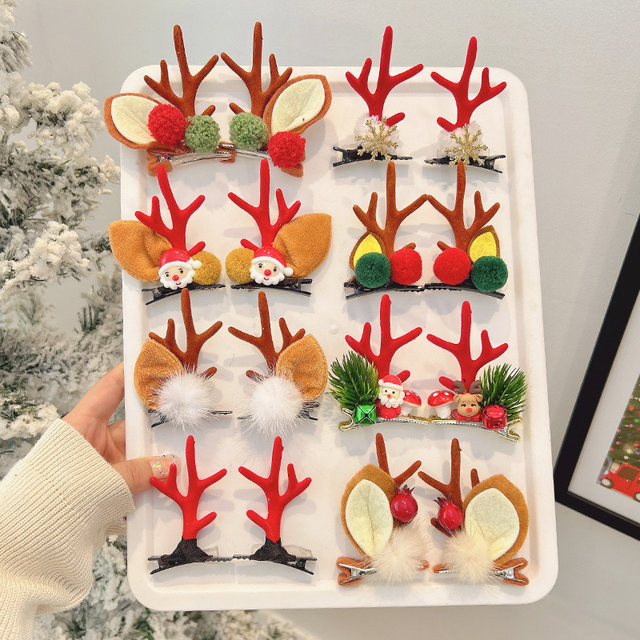 Christmas hairpins Christmas headdress decorations for adults and children antlers hairpins holiday dress hair accessories Christmas hat clips