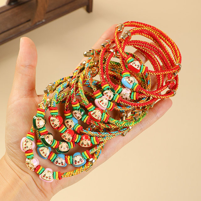Colorful hand rope Hand -woven Dragon Boat Festival Mark -colored Bracelet Female Baby Babies Red Rope Children Little Dumplings Five -color Line