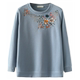 Middle-aged and elderly women's clothing spring and autumn new embroidered long-sleeved sweatshirt middle-aged mother loose large-size round-neck base shirt top