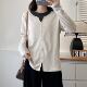 Large size contrasting color fake two-piece front shoulder nail button long sleeve T-shirt autumn 2024 new inner knitted base shirt top