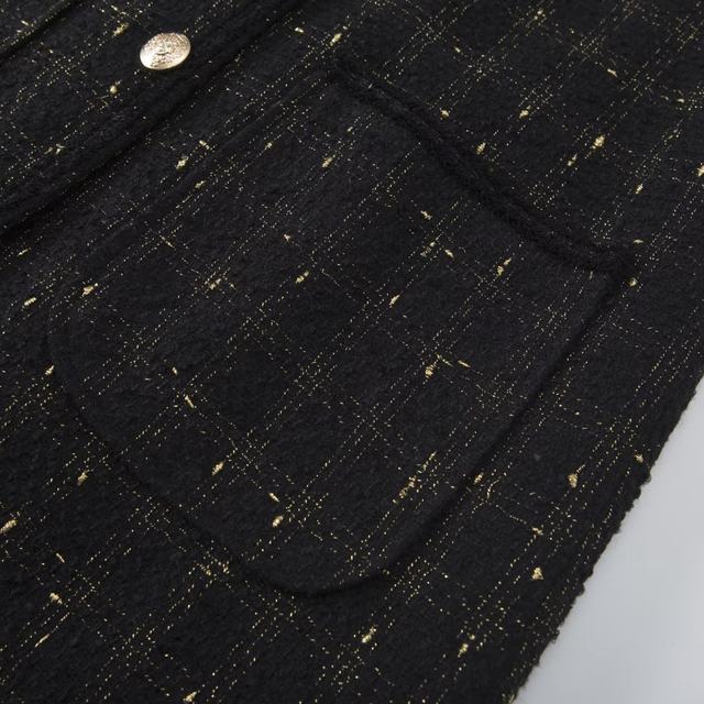Spring and autumn new mid -length sleeveless suit horse clip large size fat MM small incense wind rough flower grid vest jacket