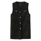 Spring and autumn new mid -length sleeveless suit horse clip large size fat MM small incense wind rough flower grid vest jacket
